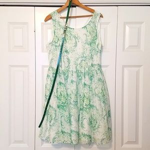 Green White Garden Sundress with Belt